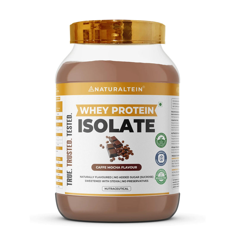 NATURALTEIN Natural Whey Protein Isolate Caffe Mocha - 1 kg (Naturally flavored, Non GMO, No Artificial Sweeteners).…