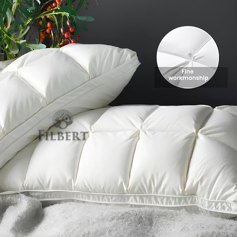 Filbert Super Soft Premium Box Buffle Pinch Pleate Adjustable Hight Pillows 18x28 Inch Standard Size Luxurious Down Alternative Sleeping Pillow | White - Set of - 4