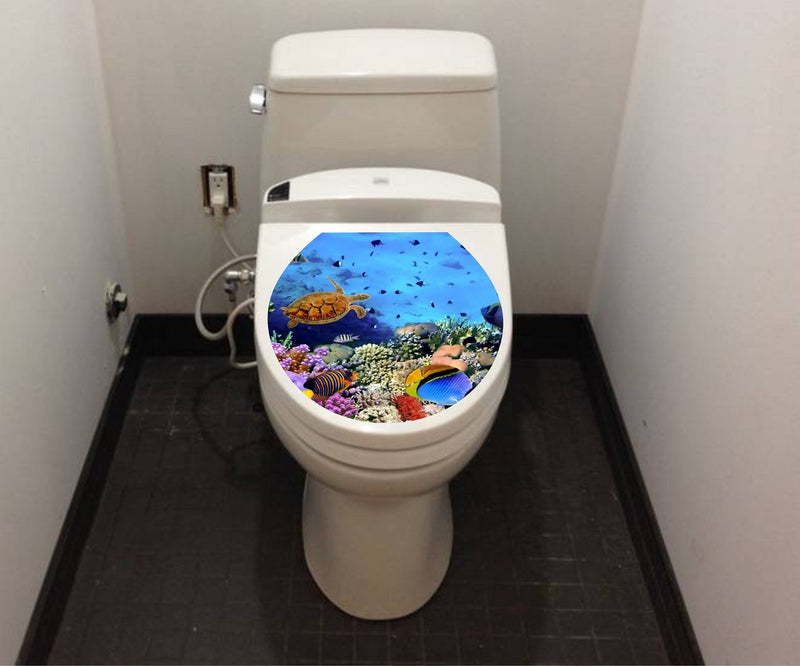 Asmi collection Vinyl Animals Toilet Seat Sticker, 33.3 x 38 cm, Multicolour