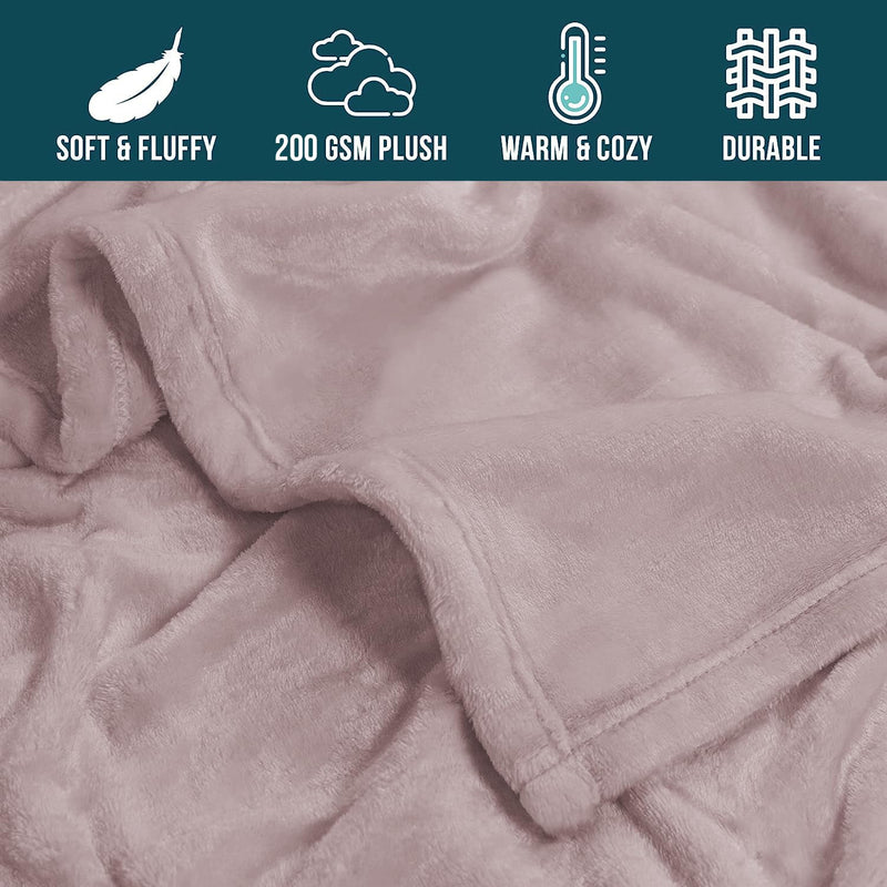 Cloth Fusion Fleece AC Blanket Double Bed, Lightweight Cozy Soft Premium Plush Blanket, 86X88 inches or 220X223.5 cm (Blush Pink)