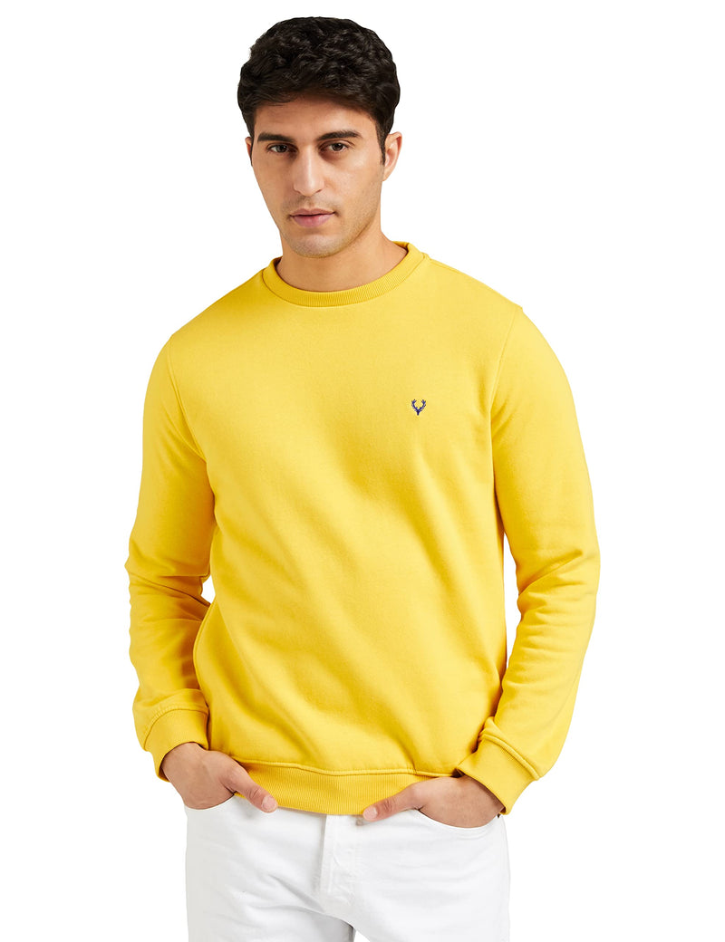 Allen Solly Men Cotton Round Neck Sweatshirt ASSTORGP773994M_Yellow 13-0758TCX_Yellow_M