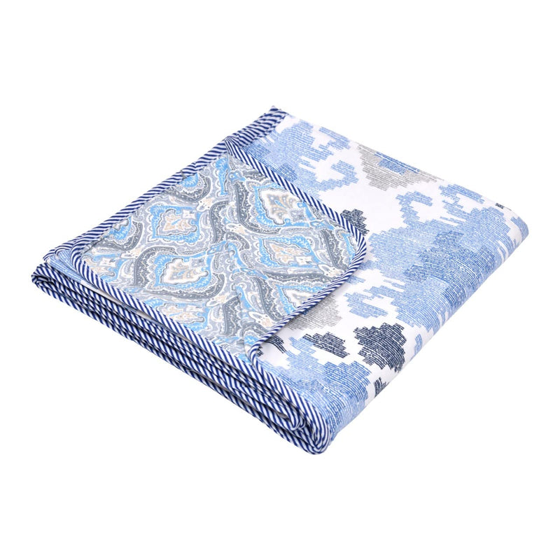 Handcraftd Summer Special Anti-Pilling Super Soft Cotton Floral Print Double Bed Dohar/Summer Ac Blanket (Blue 1, Double - 84x88 Inch)