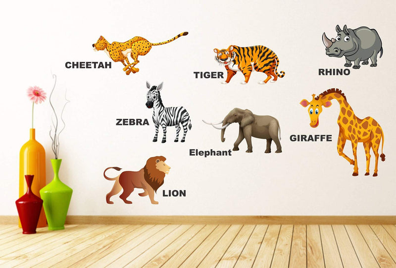 Tuffuk Wild Animals Large Vinyl Wallstickers for Home Decorations (100 cm x 60 cm)5TZ118