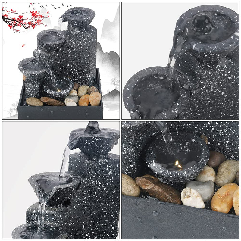 1Pc Artificial Water Fountain Battery Powered Fountain Decor Without Battery