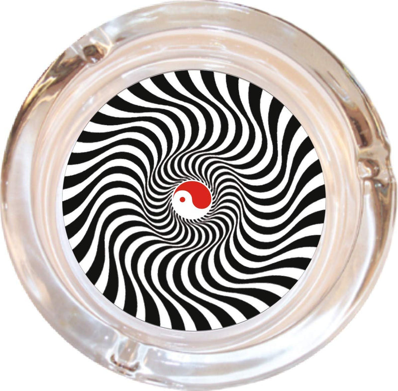 Black Ball Corp. Optical Yin Yang Glass Ashtray - 4" Round