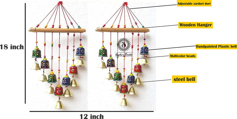 Brothers Creation Handcrafted Rajasthani Bells Design Wall Hanging Decorative wind chimes home Décor