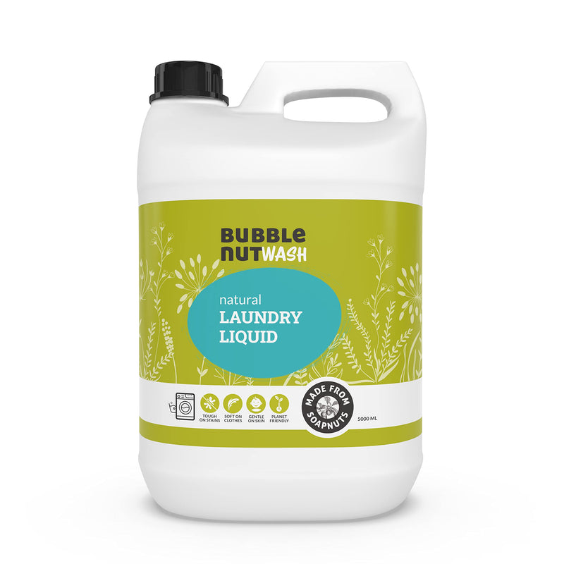 BubbleNut Wash Laundry Detergent Liquid (5 Litres)-All Natural, Organic, Baby safe, Pet friendly, Herbal - Soap nuts based ( 5 Lits) , Sensitive Skin, Hypoallergenic, Ecofriendly, Biodegradable