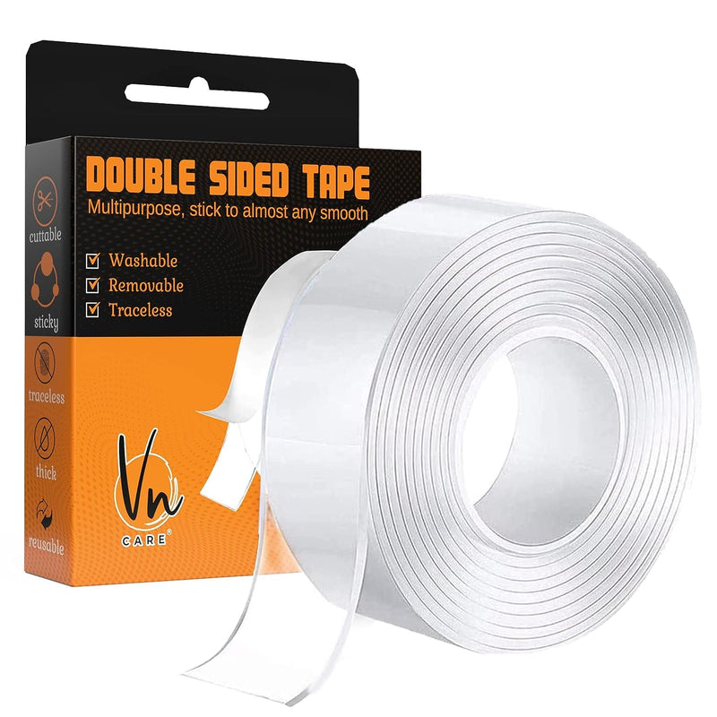 Vn care 3 Meter Multipurpose Double Sided Tape - Adhesive Silicone Tape, Heavy Duty, Heat Resistant, Multi-Functional, Removable, Washable, Reusable Anti-Slip Gel Nano Grip Tape (1)