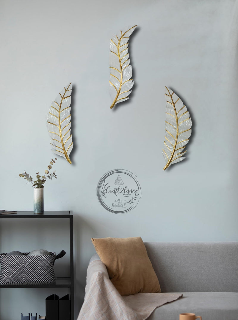 Craft2lance Metal Wall Decor/Metal Wall Art/Metal Wall Sculpture Set/Feather Wall Decor For Living Room/Bedroom/Dining Room/Office/Restaurant