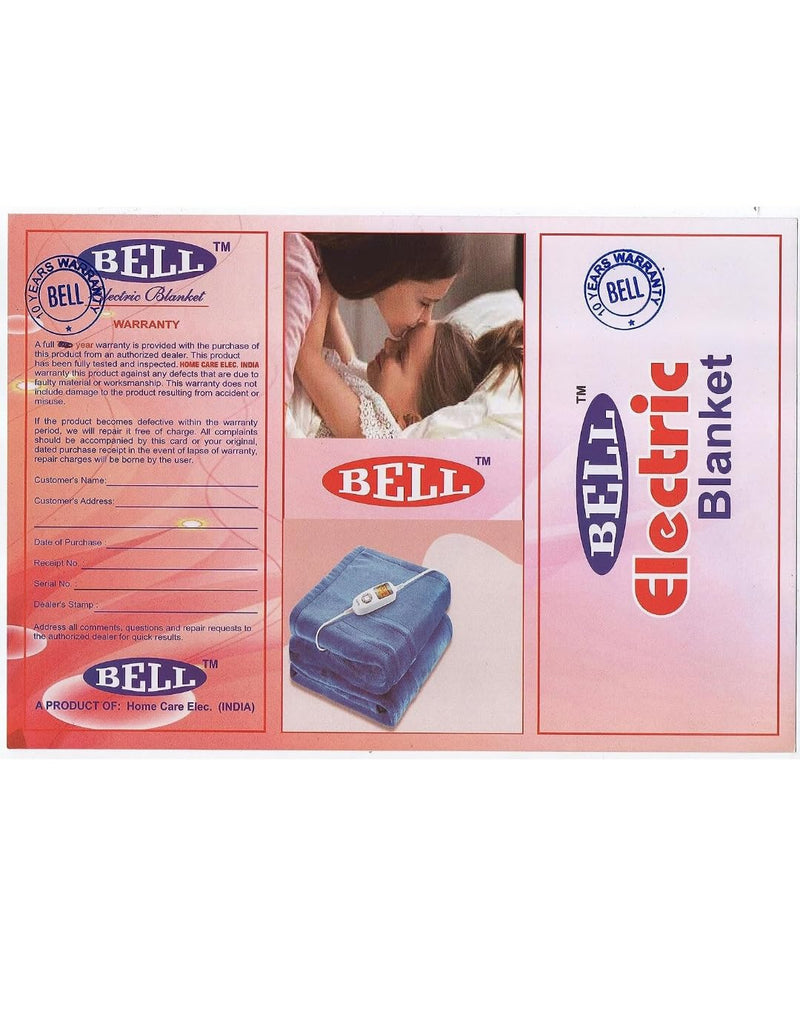 Bell electric blankets for Single Bed - Heating Bed Warmer with 4 Heat Settings - Heating Blanket with Low Power Consumption.(Multicolor)