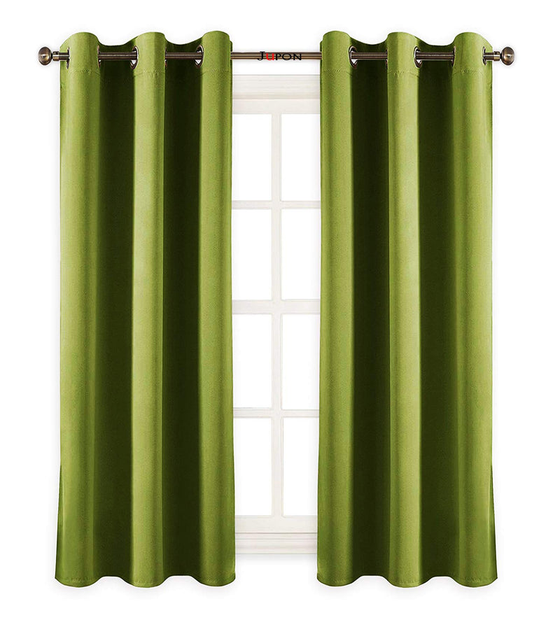 CoComelon Fabric Solid Grommet Curtain, Window- 4 X 3 Feet, Green, Pack of 2