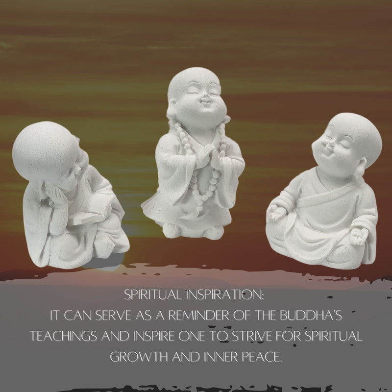 Bellaa 21178 Baby Buddha Statues Set of 3 Jizo Monks 3 inch