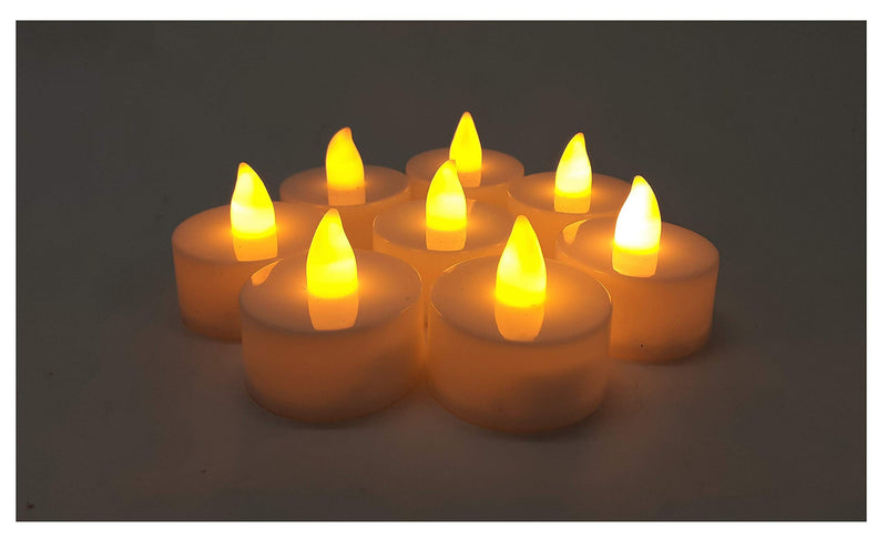 AFTERSTITCH Led Artificial Candles Light Diya for Romantic Dinner Birthday Party Bed Room Home Decoration 24 Decorative Smokeless Flameless Led Lights Diwali Lighting with Battery Height 3.5 Cm