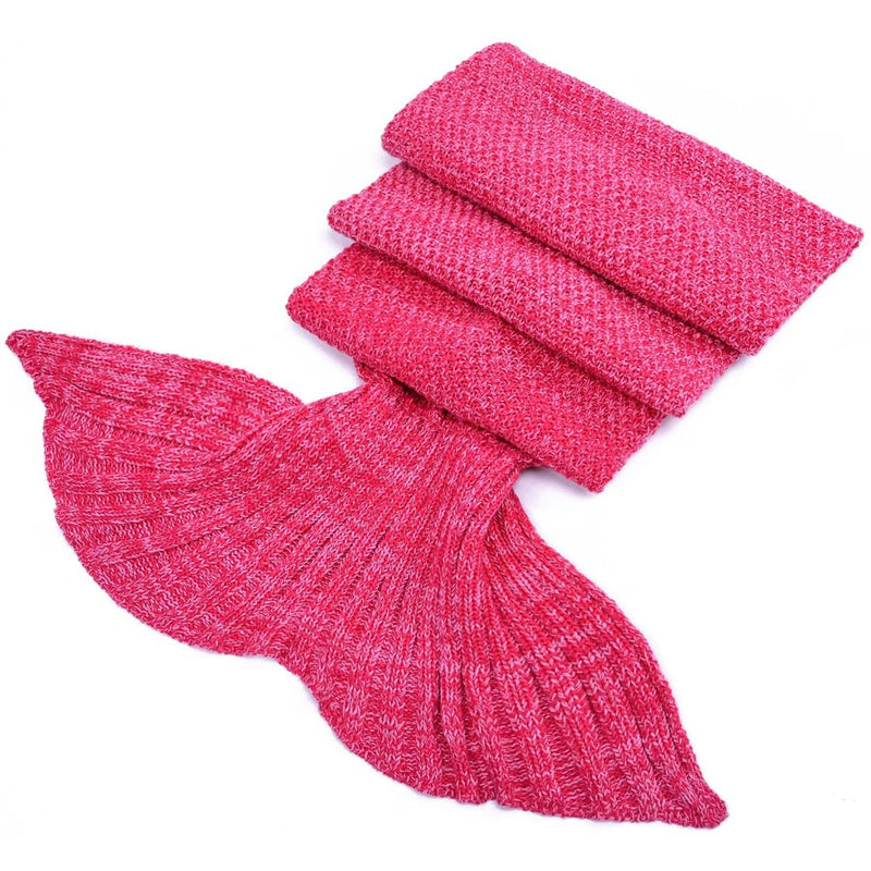 BonZeal Large 195 x 95cm Pack of 1 Woollen Knitted Pink Mermaid Fish Tail Blanket for Winter