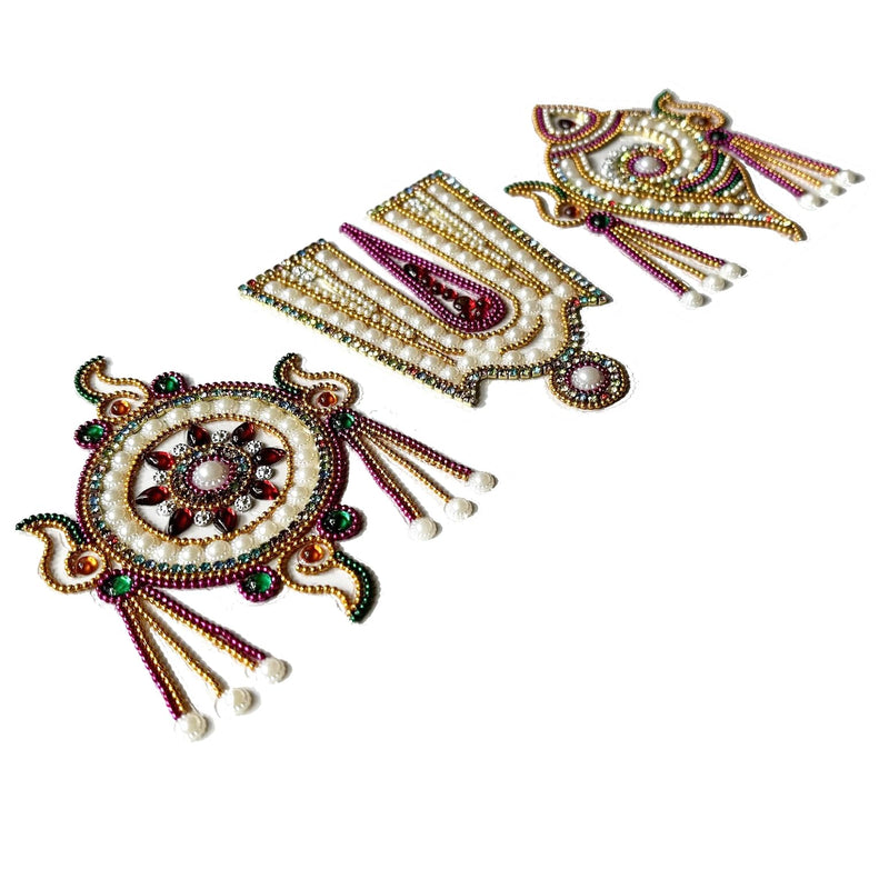 Aabhaas Design Divine Lord Tirupati Shankhu Chakra Nama Balaji Tilak, Vishnu, Venkateshwara, Padmanabha Swami Acrylic Kundan Art Rangoli for Home Temple, Office Decorations, Floor & Wall | 11×8 inch
