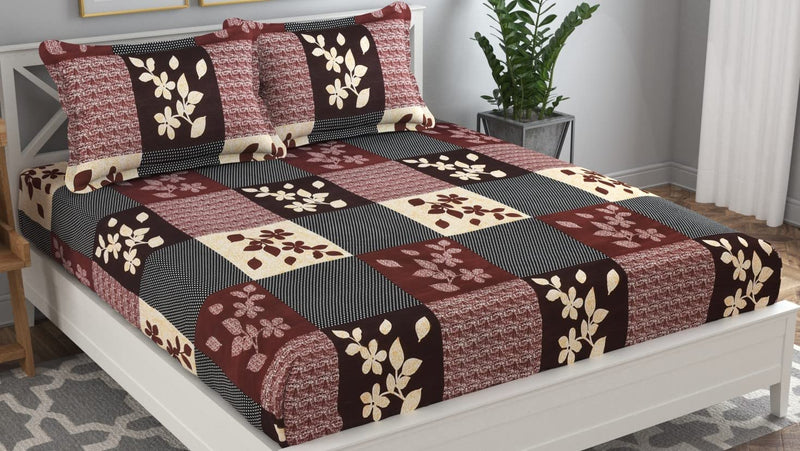 BSB HOME® Glace Cotton Microfiber Combo of 7 Double/Queen Bedsheets with 14 Pillow Covers,(Multicolour) डबल बेडशीट