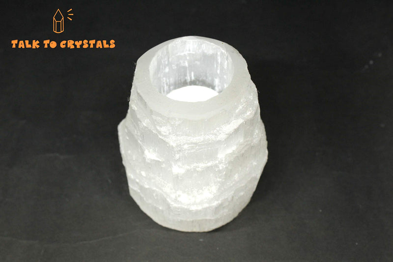 Talk To Crystals Mountain Shape White Selenite Candle Holder