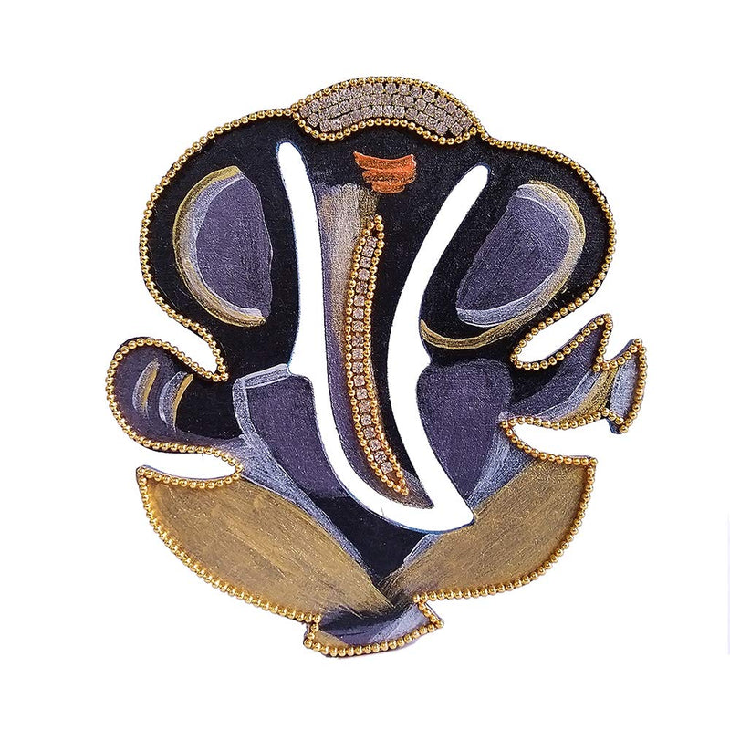 Dhanashree Creation Hand Made Black Ganesha Wooden Magnet