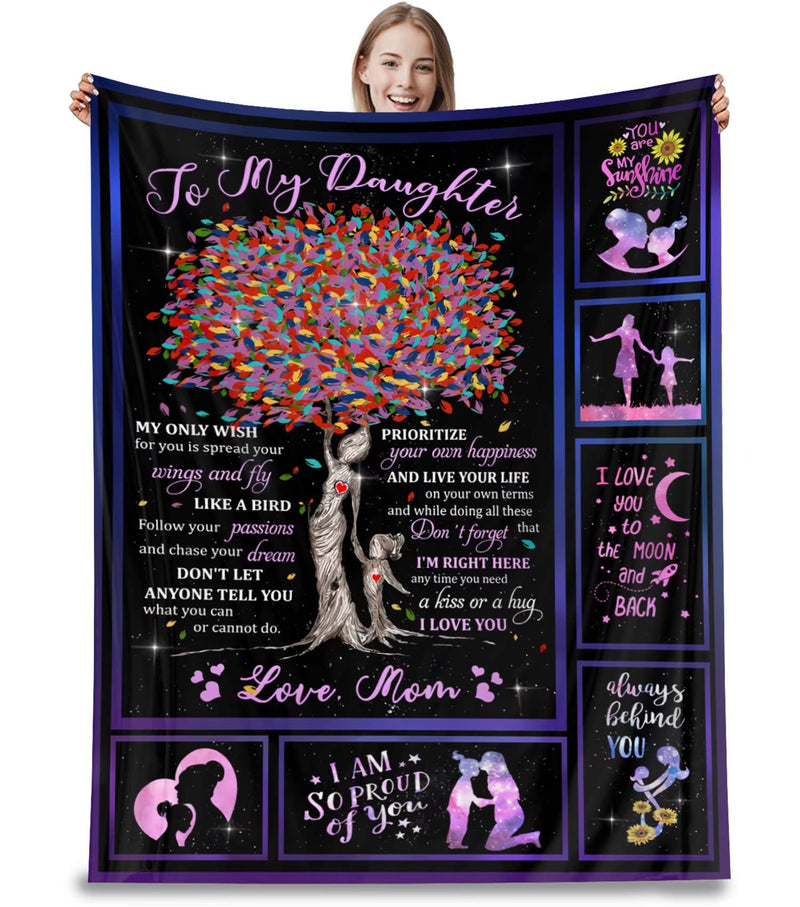 FFXN Custom Throw Blanket Gifts for Daughter from from Mom, Dad Great for Birthday Christmas Thanksgiving Personalized Throw Blanket