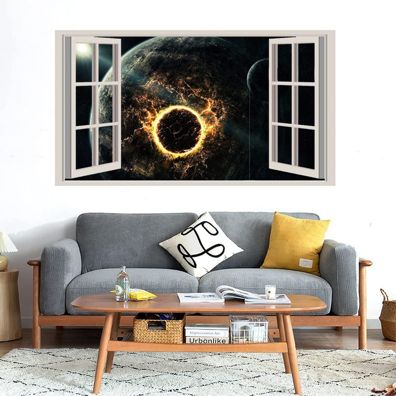 GADGETS WRAP Printed Wall Decal Sticker Fake Window Style Decal (90cm x 50cm) - Space Attack