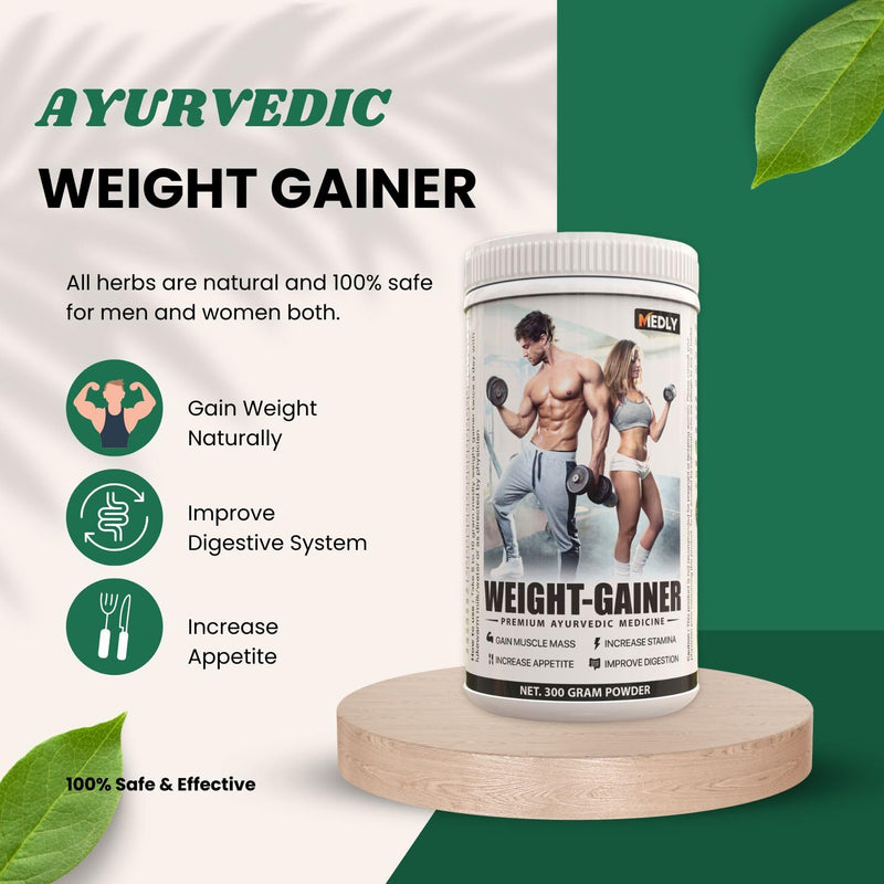 Medly Ayurvedic Weight Gainer Natural Supplement To Increase Mass and Muscle Gain Powder for men and women (300 gram)