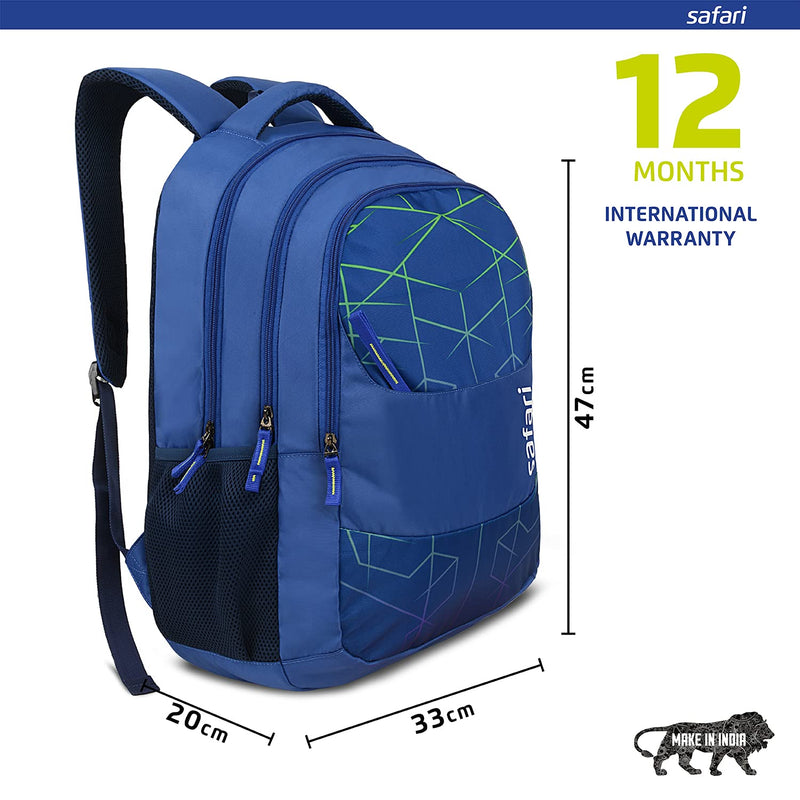 Safari Hitech Large Size 35 Ltrs Water Resistant Standard Backpack - Blue