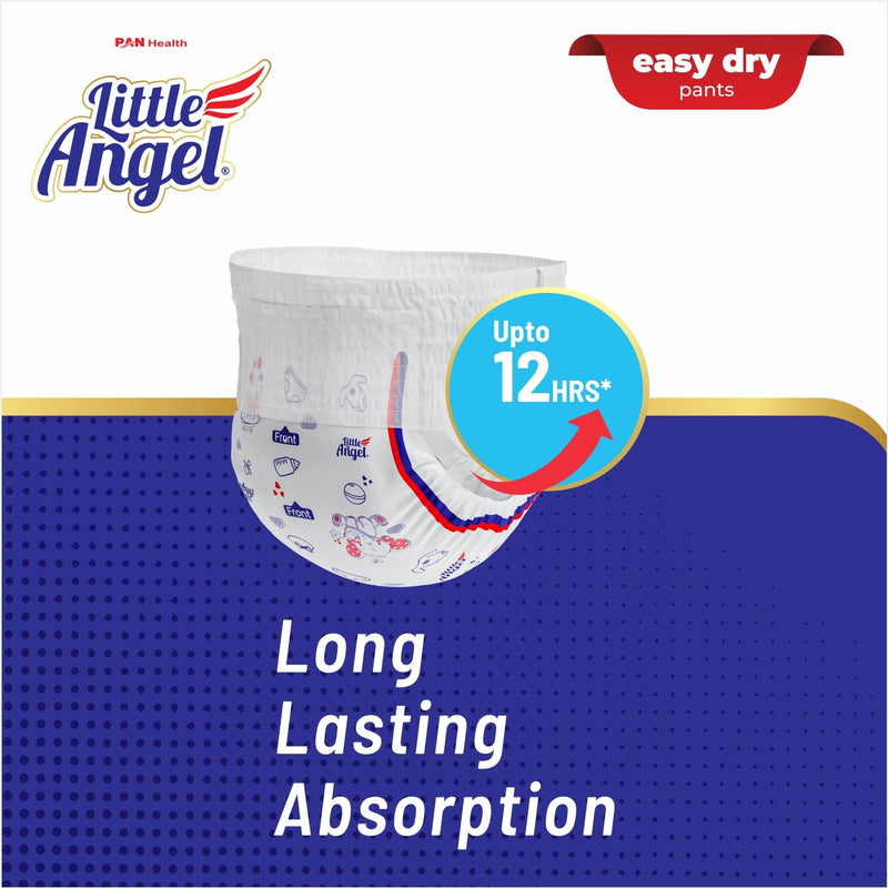 Little Angel Baby Easy Dry Diaper Pants With 12 Hrs Absorption Large Size, 9-14 Kgs - L (62 Pieces)