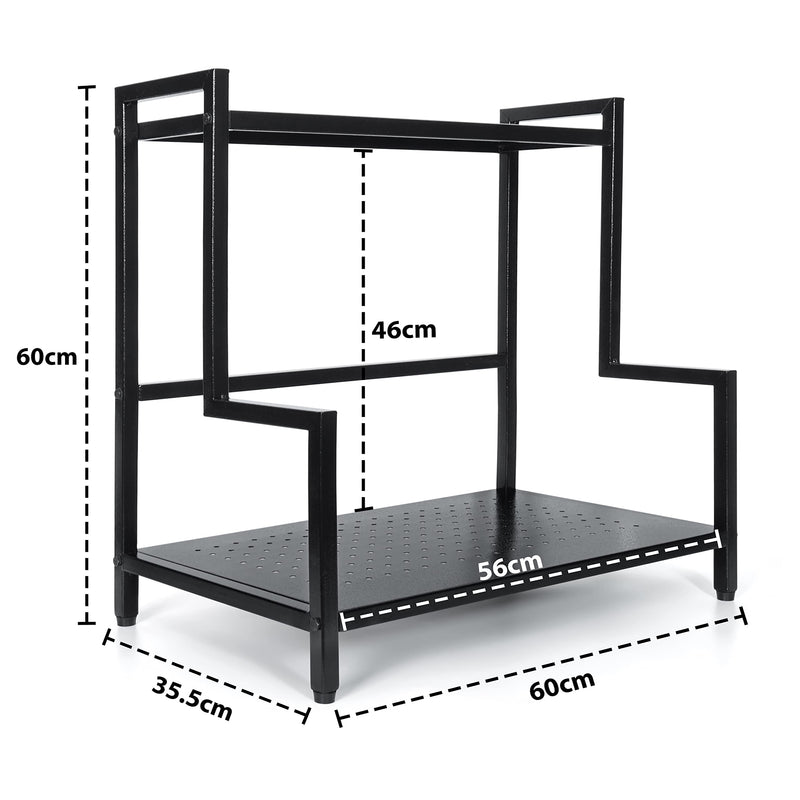 Livzing 2-Tier Microwave Oven Rack – Multipurpose Countertop Storage Organizer Rack - Metal Microwave Stand/Spice Rack - OTG Rack - Dish Rack for Kitchen Cabinet - Closed Shaped(Black)