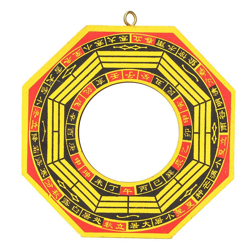 Biitfuu Traditional Lucky Chinese Wood Bagua Mirror Feng Shui Convex Concave Bagua Mirror for Home Business Good Luck(4 inch-Concave)