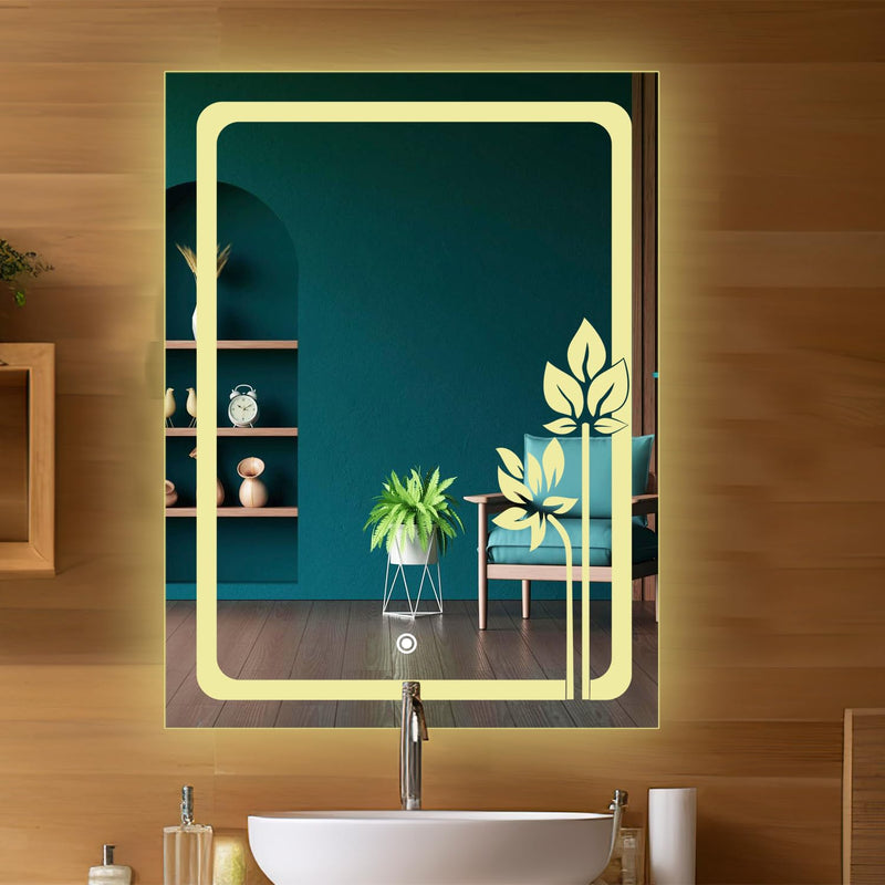 Sunsyze� Rectangular Led Mirror for Bathroom | Rectangular Mirror with Led Lights Bathroom, Living Room, Hall, Make up Room and Washbasin | 18 Inch X 24 inch | Unframed