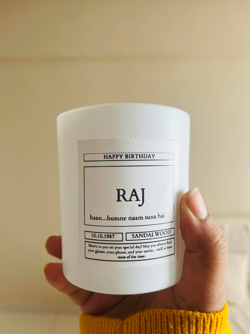 Custom Personalized Birthday Gift | Custom Sandalwood Scented Candles Gift Set For Birthday Anniversary | Custom Birthday Gift For Women | Customised candle gifts | Anniversary and Wedding Gifts -40hr