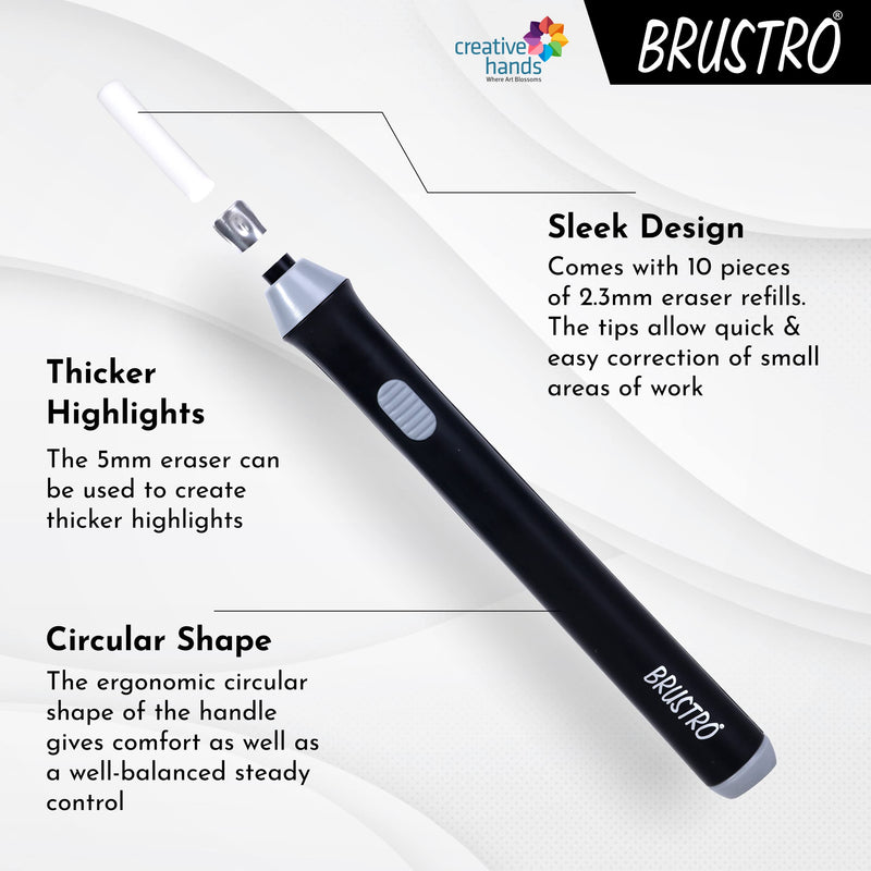 Brustro Slim Battery Operated Automatic Eraser, with 22 Refills and 2 Eraser Holders. (Batteries not Included)