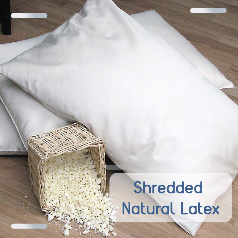 Morning Owl(TM Shredded Natural Latex Pillow, Adjustable Thickness, Cool, Hypoallergenic, Bulky, Soft and Comfortable(60 * 40 * 12.5 cm, White), 2 Pillows with Cover