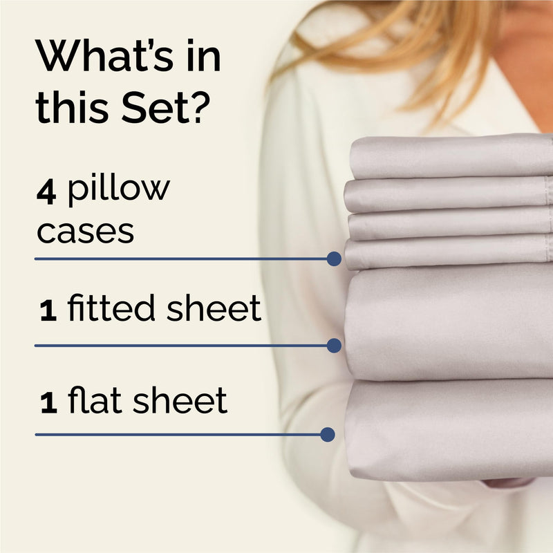 King Size Sheet Set - 6 Piece Set - Hotel Luxury Bed Sheets - Extra Soft - Deep Pockets - Easy Fit - Wrinkle Free - Breathable & Cooling Sheets - Gray - Light Grey Bed Sheets - Kings Sheets - 6 PC