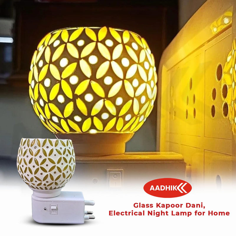 AADHIK Multipurpose Kapoor Dani Night Lamp Aroma Burner Electric Incence Burner, Aroma Kapoor Dani, Electric Kapur Burner, Electric Dhoop Dani for Home,Office (Yellow) Ceramic