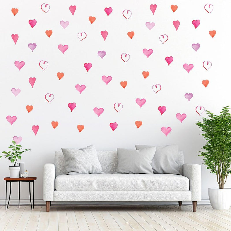 CVANU 4 Sheet of Beautiful Heart Shape Self-Adhesive Vinyl Wall Sticker for Wall Decoration (10.8inchX8.4inch)_S352