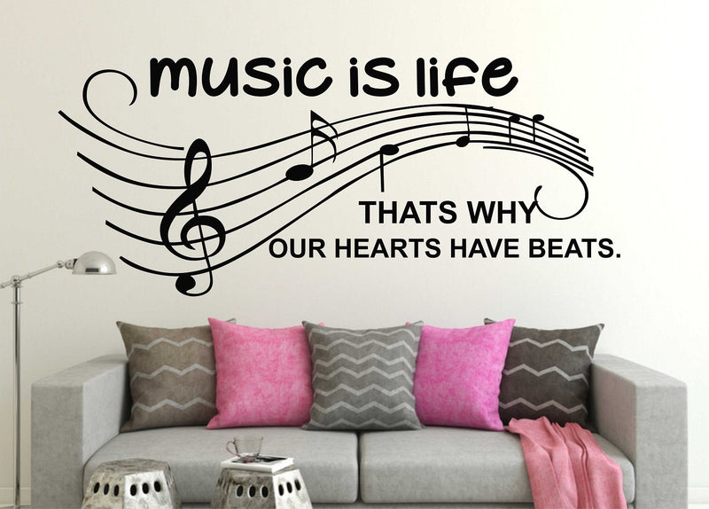 Wallstick Music is Life wallstickers (Vinyl 95 cm x 40 cm)