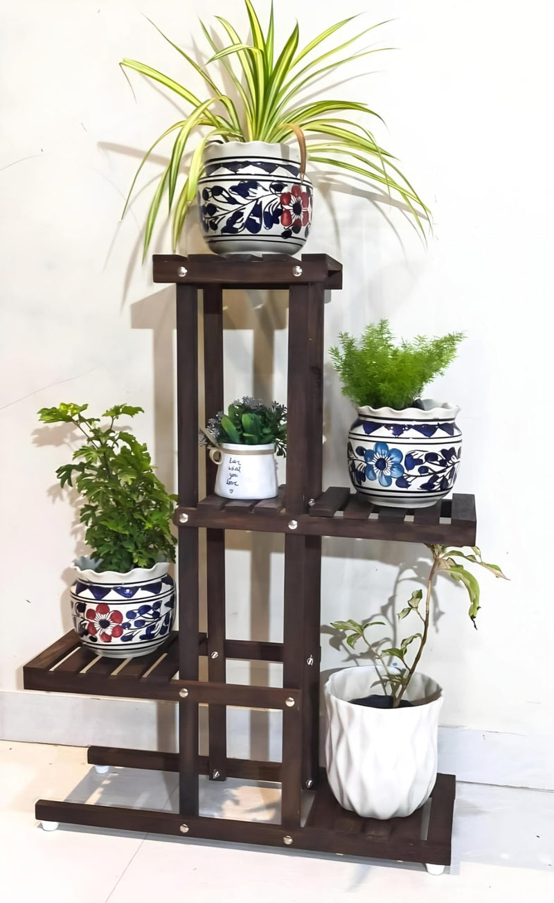 Dime Store Wooden Plant Stand for Balcony Living Room Indoor Outdoor Plant Stand Foldable Display Rack Storage Rack for Patio Garden Yard (Medium)