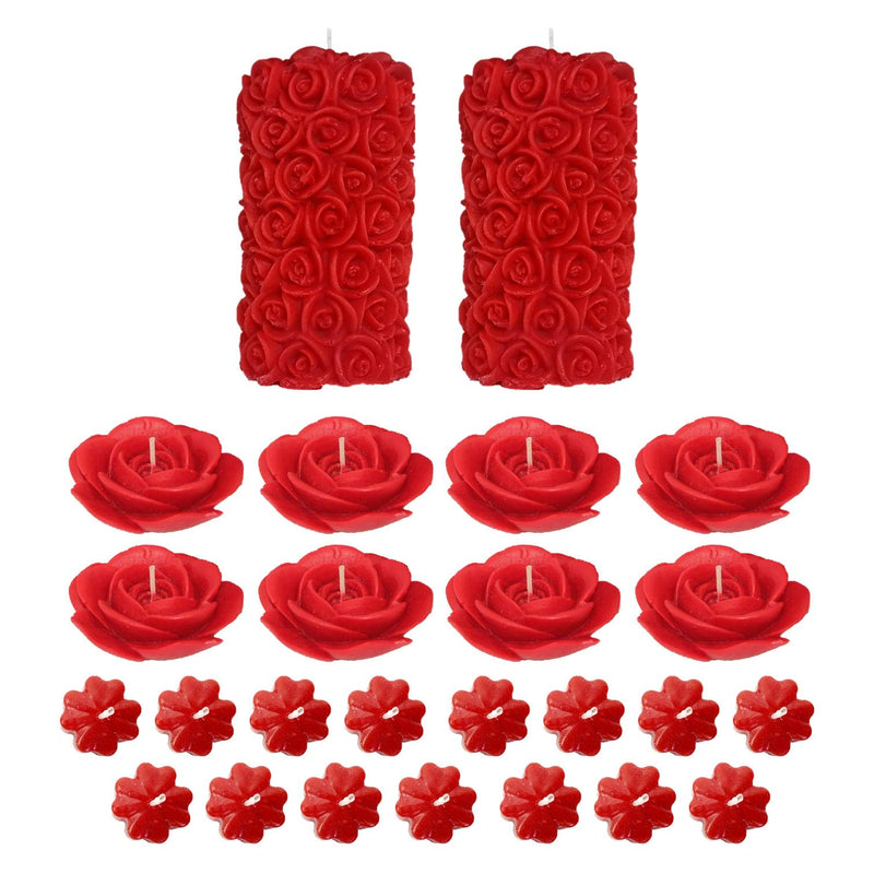 Shraddha Creation Paraffin wax Pillar and Floating Candles, Pack of 25, Rose