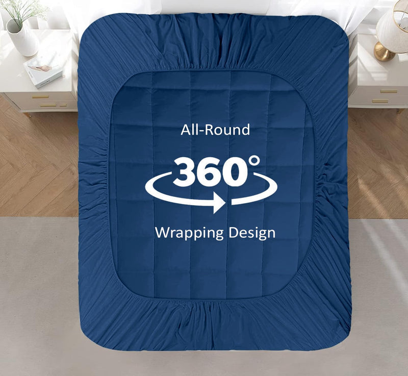 Cloth Fusion 600 GSM Mattress Topper Single Size Bed, Perfect Mattress Pad for Better Sleep (72x48 inches or 6x4 ft, Navy)