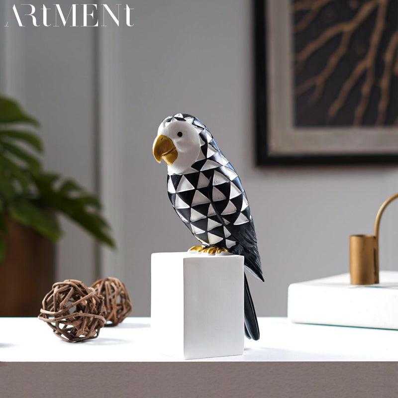 The Artment your artistic apartment Cockatoo Symphony Geometric Resin Bird Showppiece Figurine for Living Room, Table Top, Office/Home Decor