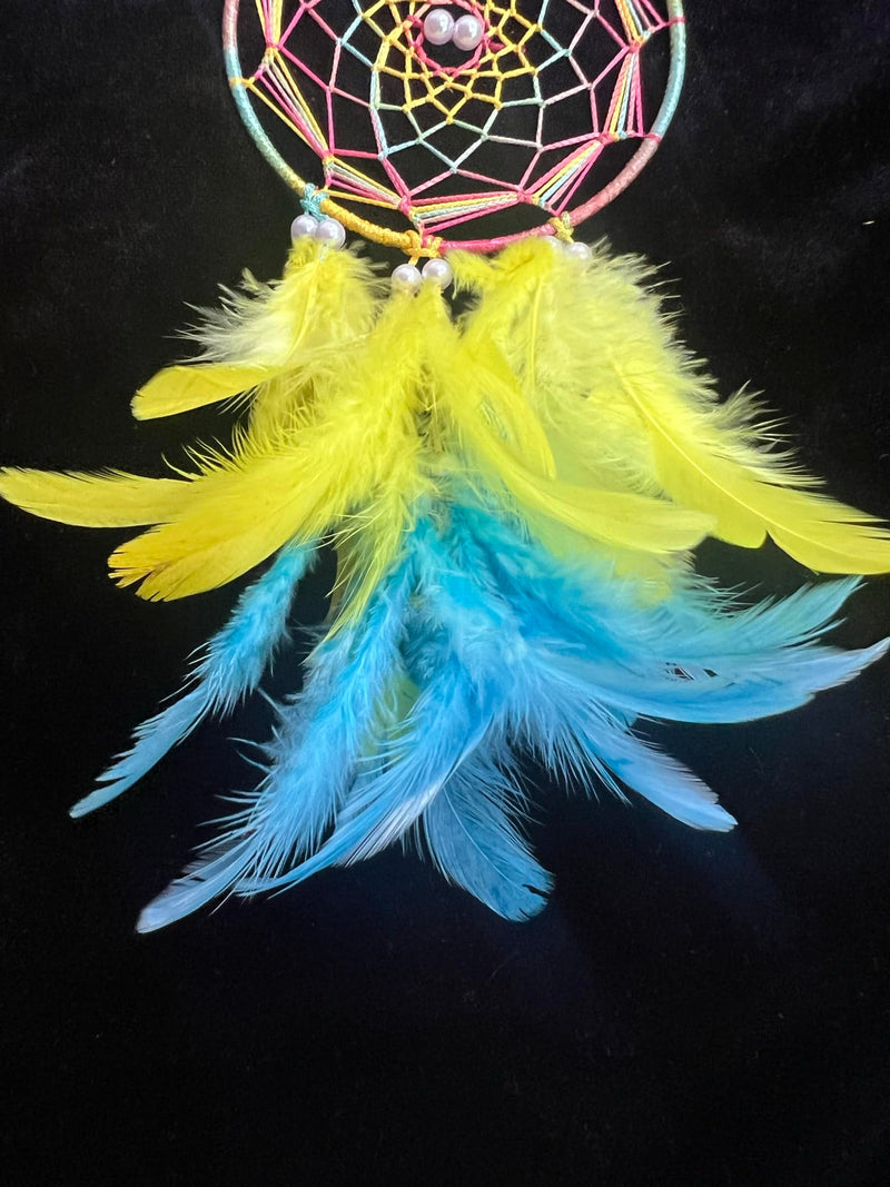 UV HANDICRAFTS Multi Colour Dream Catcher Handmade Hangings for Positivity Ideal for Home Decor, Gift, Wall Hangings, Meditation Room, Yoga Temple, Wind Chime & Car Feather Hanging(Pack of 1)