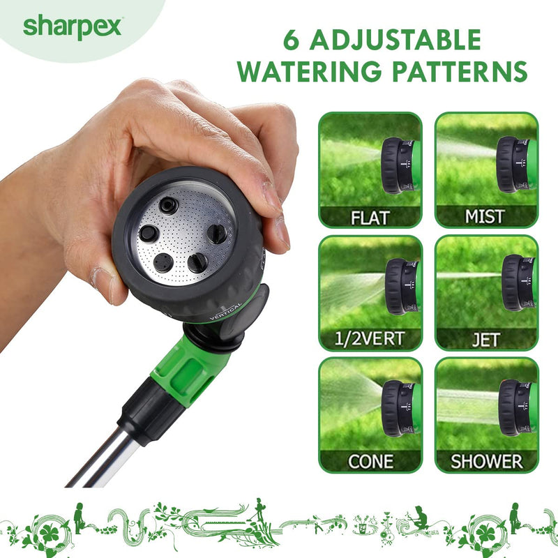 Sharpex 120 cm Long Telescopic Watering Wands for Gardening | 180° Adjustable Ratcheting Head | Heavy Duty 6 Adjustable Watering Patterns Nozzle Spray for Watering Plants, Lawns, Gardens, Washing Car