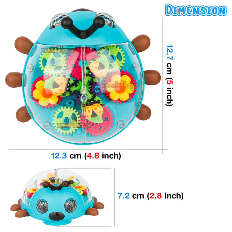 Zest 4 Toyz Musical Toys for Kids Gear Toys Transparent Ladybug Dancing Doll 360 Degree Rotating Light & Sound Toy with Bump and Go Action for 1 Year Old Baby Boys & Girls (Multicolor)