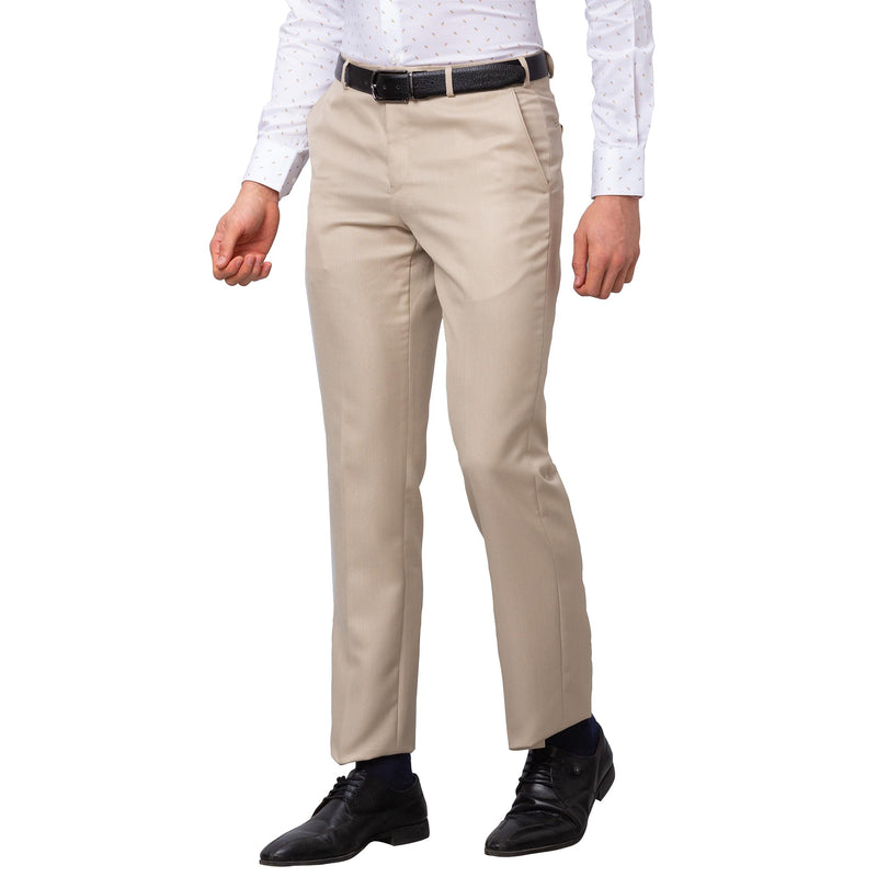 Park Avenue Men's Smart Fit Polyviscose Blend Flat Front Structure Pattern Fawn Formal Trouser (Size: 34)-PMTX07537-F4