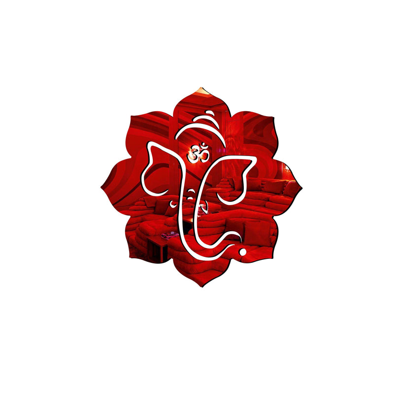 Sticker Hub Acrylic 3D Ganesha Acrylic Mirror Wall Sticker (Red) MR42