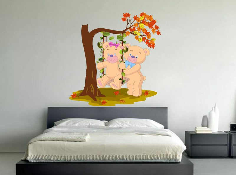 Sticker Hub Teddy Bear Wall Sticker for Kids Room(PVC Vinyl, 79 X 77)