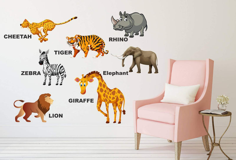 Tuffuk Wild Animals Large Vinyl Wallstickers for Home Decorations (100 cm x 60 cm)5TZ118