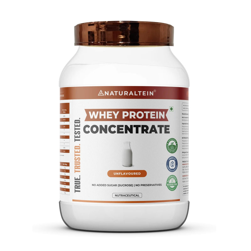 NATURALTEIN Natural Whey Protein Concentrate Unflavoured - 1 kg (Naturally flavored, Non GMO, No Artificial Sweeteners)