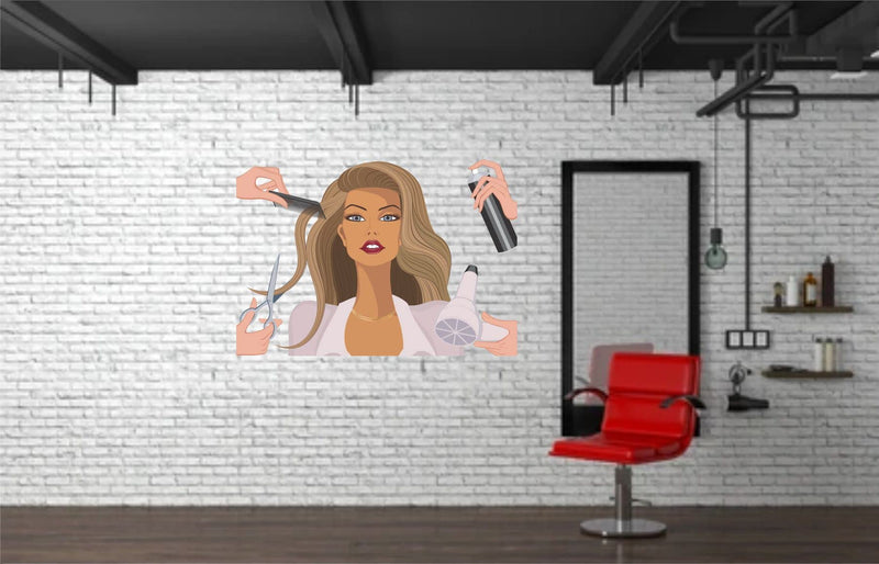 Ruhi Decor Beauty Parlour Salon Wall Sticker PVC Stickers Waterproof Laminated Wall Stylish for Living Room